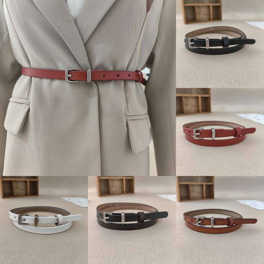 Genuine Leather Slim Belt Women With Alloy Pin Closure For Fashionable Use Daily