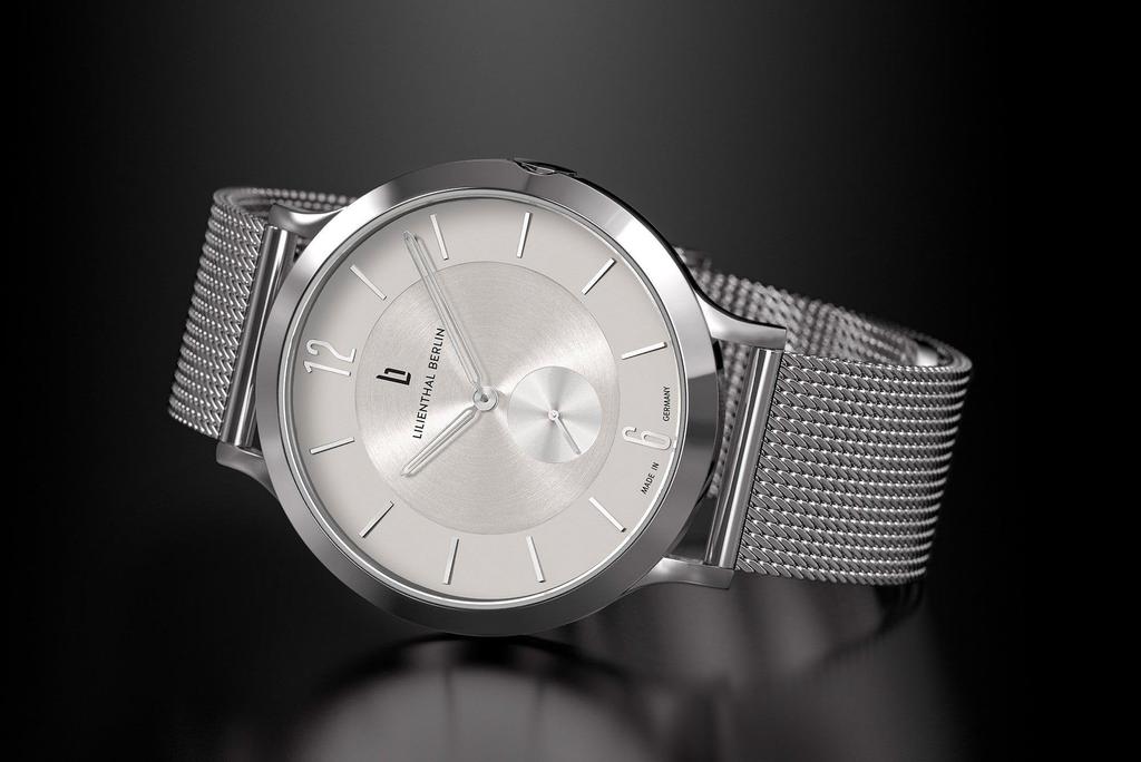 Lilianthal Berlin Серебряные часы с маленькой секундной стрелкой, мужские, сделано в Германии, L01-115-B023AS