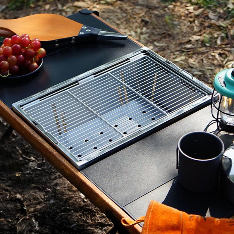 Folding Camping Table Height Adjustable Aluminum Modular Expansion Portable Outdoor Kitchen Table Compact Picnic BBQ Table