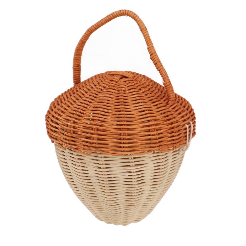 Rattan Storage Basket Mushroom Shape Decorative Woven Fruit Basket Wall Hanging Storage Basket with Lid Photo Prop Room