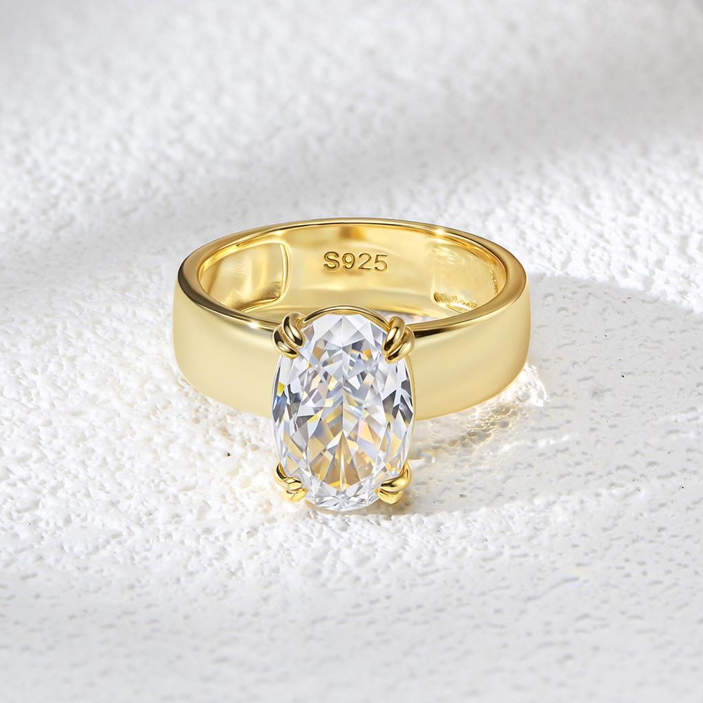 OEVAS 4.5CT 8X12MM Овальные кольца с муассанитом для женщин S925 Серебро Сверкающее Обручальное кольцо Вечеринка Изящные украшения Подарок