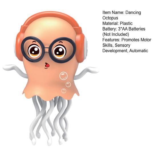 Электрическая танцующая игрушка-осьминог Электрический ползающий осьминог со светодиодной подсветкой и музыкой Автоматическая скручивающаяся и вращающаяся игрушка-питомец для кошек и детей