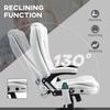 Massage Recliner Chair Heated Office Chair with Six Massage Points Linen-Feel Fabric 360 degrees Swivel Wheels Cream White