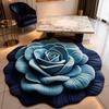 3D Rose Flower Area Rug Non-slip Washable Absorbent Plush Floor Mat Irregular Floral Carpet Indoor Living Room Bedroom Bathroom Kitchen Decoration