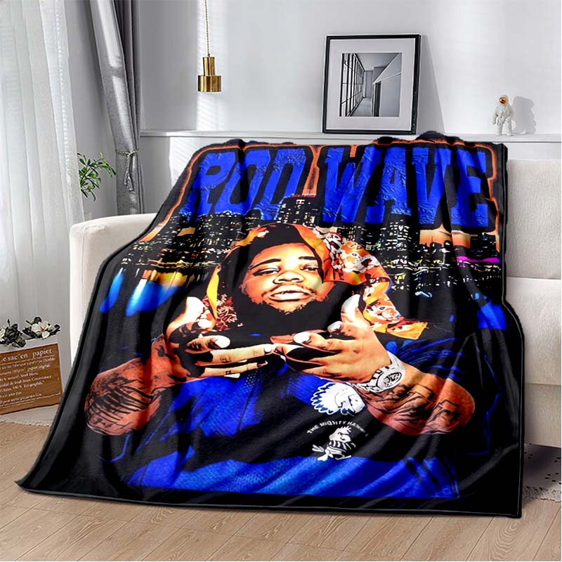 Hip Hop Rapper Blanket Rod Wave Flannel Blanket Soft Warm Throw Bedroom Decor Napping Couch Sofa Bed Chair Cover for Boys Girls
