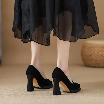 Туфли водонепроницаемые платформа Мэри Джейн высокий каблук женственность продвинутый не устают ноги 2025 новинка