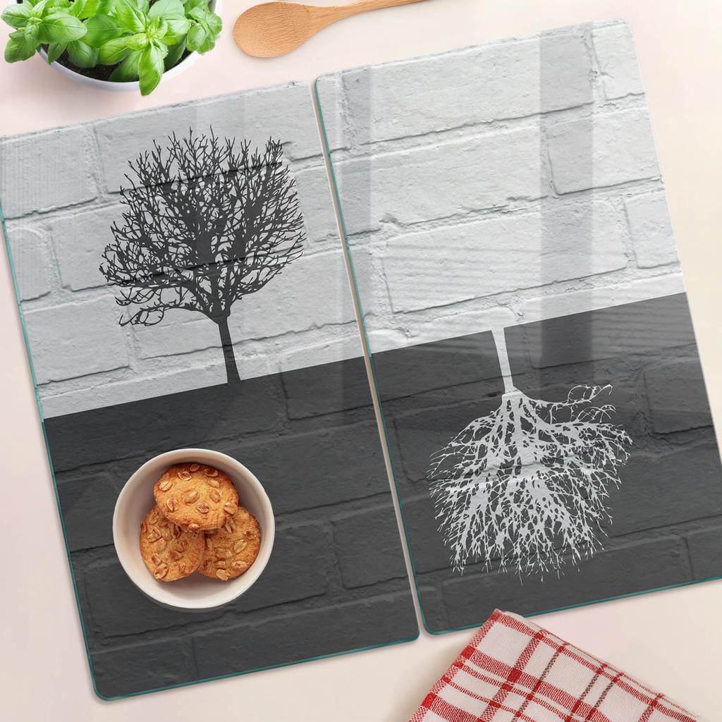 Durable and Stylish Glass Kitchen Boards with a Tree Wall Pattern 2x30x52 cm