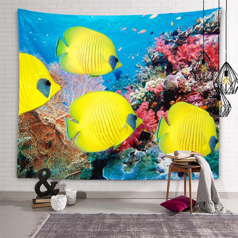Underwater World Tapestry Sea Life Wall Art Aesthetics Decoration Wall Hanging Bedroom Dormitory Room Aesthetics Home Decoration