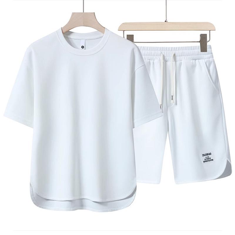 Men's High-Quality Summer Casual Short-Sleeve T-Shirt Set with Breathable Round Neck