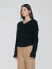 REMPLACEMENT Half & Half Cable V-Neck Knit - Black