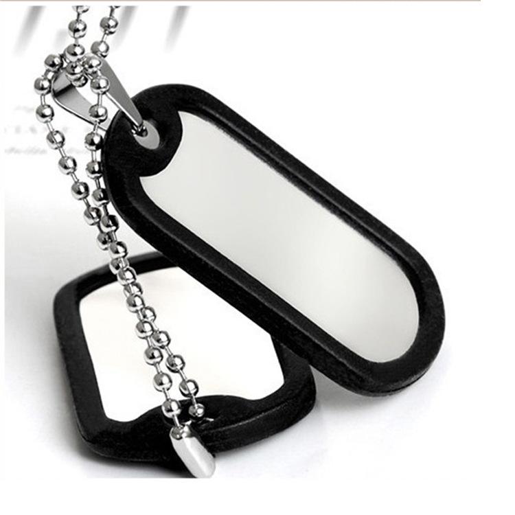 Pendant Titanium Steel Double Layer Military Brand Blank Nameplate Stainless Steel Hang Tag Necklace Fashion