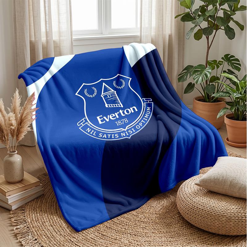 Everton Football Print Flannel Blanket, Soft Warm Lightweight Throw Blanket for Sofa Bed Camping