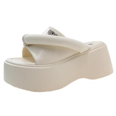 Модные женские босоножки из искусственной кожи на высокой платформе высотой 8 см, на танкетке, без застежек, летние полые модные женские тапочки на плоской подошве, туфли-лодочки