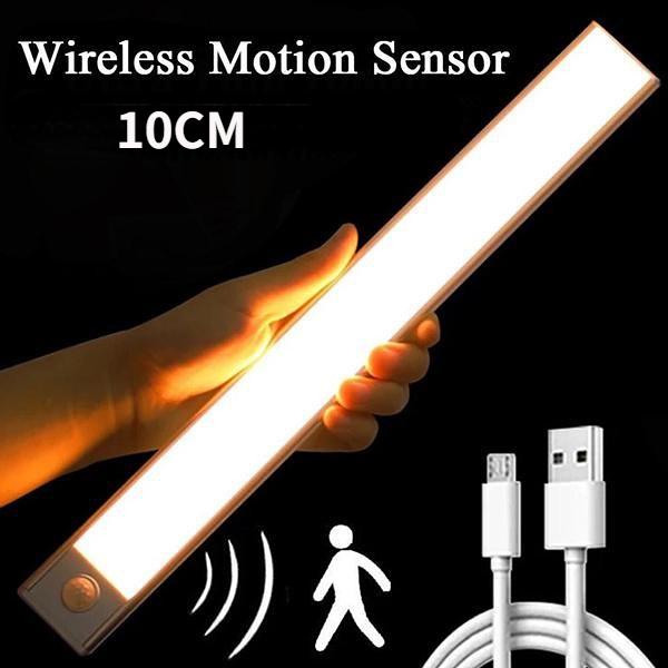 1 dona LED tungi chiroqlar simsiz harakat sensori devor chirog'i USB orqali qayta zaryadlanuvchi oshxona shkafi tungi lampasi
