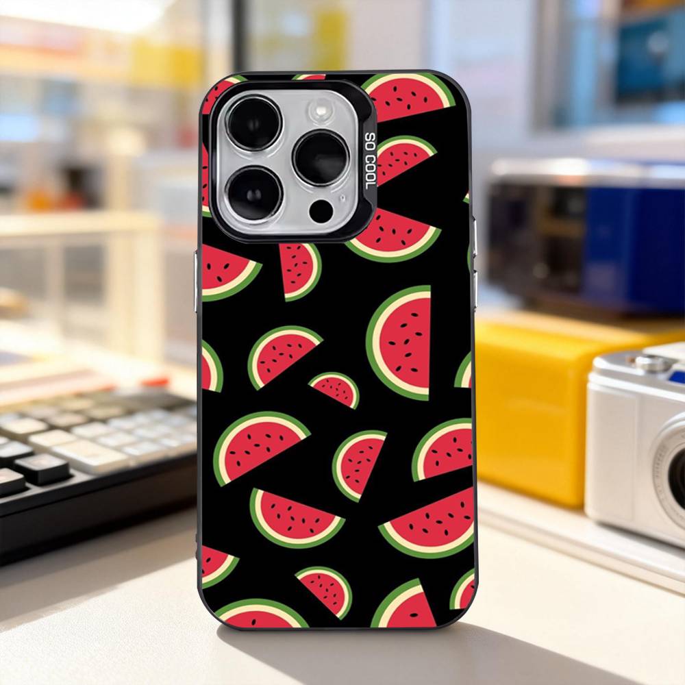 Милый чехол для телефона с арбузом для iPhone 17,16,15,14,13,12,11,Pro,XS,Max,Plus,Mini,SE4,E IMD Матовый черный