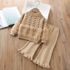 Girls' Sweater Set Autumn 2025 New Korean Fake Two-piece Knitted Girl's Suit Long-sleeved Top+Pant Two-piece Set