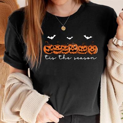 Рубашка 'Tis The Season Модная осенняя футболка Осенняя футболка с тыквой Рубашки на День благодарения Винтажная осенняя женская одежда Хэллоуин Подарок