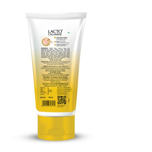 Уход за кожей, склонной к акне. Умывание для лица Lacto Calamine Ubtan для сияющей кожи | Натуральное умывание для лица с сандаловым деревом, шафраном, нимом, миндалем и куркумой 100 мл