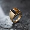 Ретро Мода Личность Роскошный Натуральный Камень Тигровый Глаз Кольцо. Унисекс Кольцо в Повседневном Деловом Стиле. Нержавеющая сталь 316L