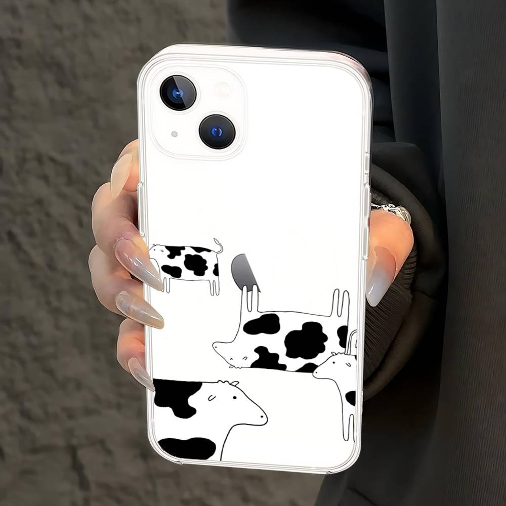 Чехол для телефона D-Dairy-Cow для iPhone 17 16 15 14 Plus 13 12 11 Pro Max Задняя крышка телефона Прозрачный ударопрочный чехол
