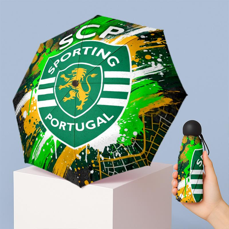 Sporting CP FC Mini 5 Fold Pocket Umbrella Compact Lightweight Anti UV Rain Sun Protection Umbrella Portable Travel Umbrella