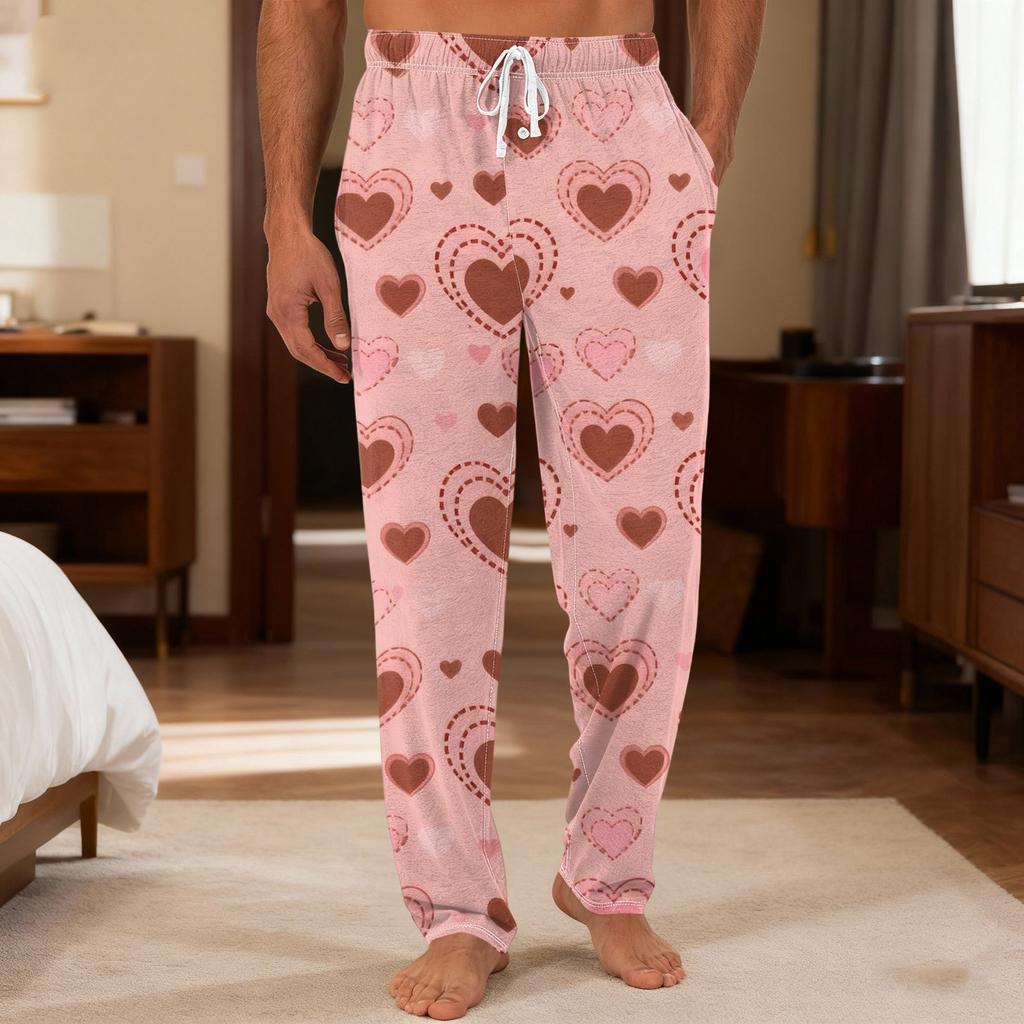 Мужские повседневные брюки с карманами на кулиске и манжетами, домашние брюки для сна