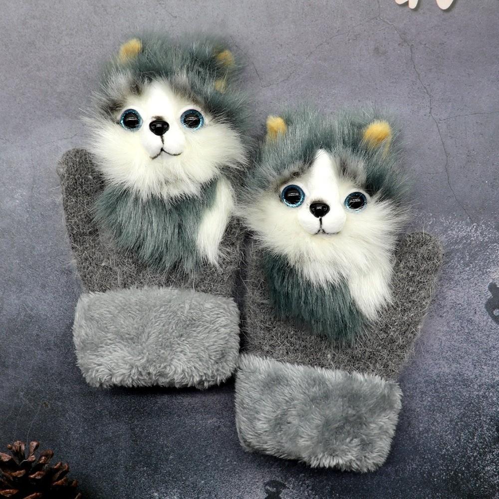 Animal Pattern Warm Winter Gloves Fleece Lined Animal Gloves New Plush Gloves Women's