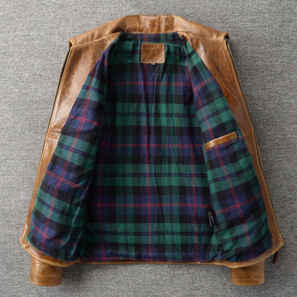 Классическая мужская куртка из натуральной коровьей кожи 1930-х годов, с эффектом изменения цвета, обработанная маслом и воском, коричневого цвета. Мужская одежда для осени.