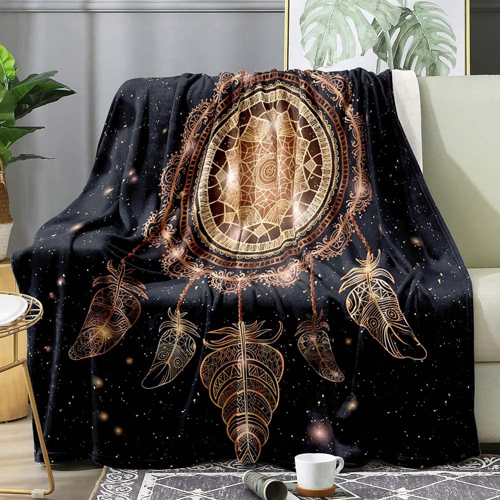 Dreamcatcher Blanket Boho Dream Catcher Plush Throw Blanket Flannel Fleece Blanket for Travel, Airplane, Bed, Couch, Car, Gift