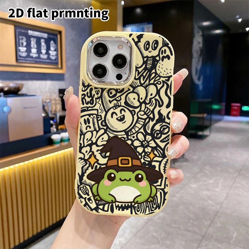 Phone Case: 2D flat design suitable for iPhone 18 17 16 15 14 13 Pro protective case, couple style, wizard frog, Christmas and Halloween gifts