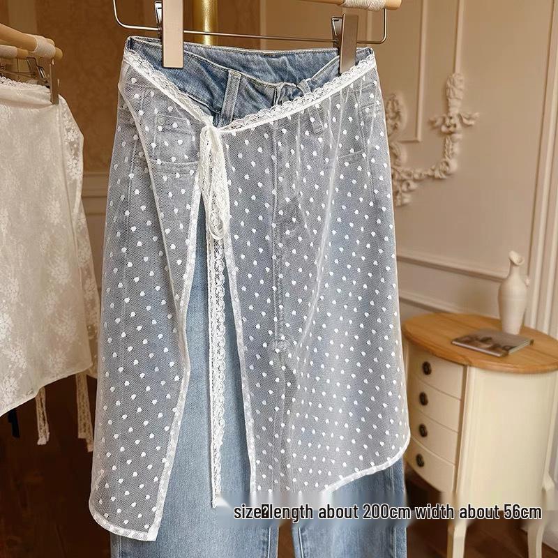 Women's Ballet Lace Trim Skirt with Peplum Waistband and Triangle Scarf Accessory (2025 Style)