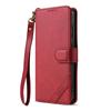 Wallet Case for Galaxy S25 Ultra - Leather/PU, Red, With Lanyard