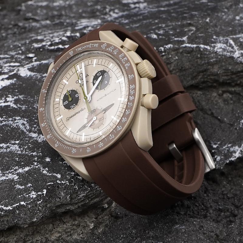 Для ремешка для часов бренда Omega Swatch Co Силиконовый Planet System Изогнутый силикон Для ремешка для часов Rolex Water Ghost 18 мм 19 мм 20 мм 21 мм 22 мм