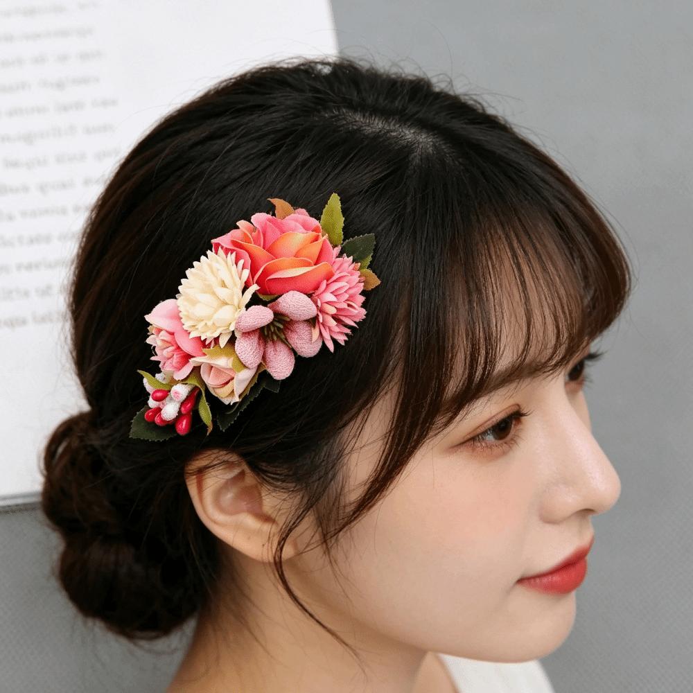 Vintage Flower Hair Comb Simulation Floral Bridesmaid Headwear Bridal Hair Accessories Prom
