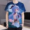 Genshin Impact Ganyu Animation Peripheral Anime Game 3D Print Clothes Summer Round Neck T-shirt Men's and Women's Casual Short Sleeve