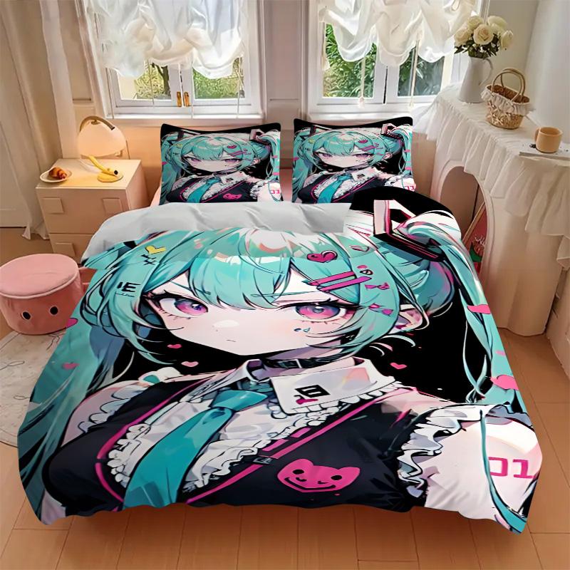 Vocaloid Character Artwork Print 3Pcs Bedding Setduvet Cover With 2 Bedropillowcase Home Birthday Gift