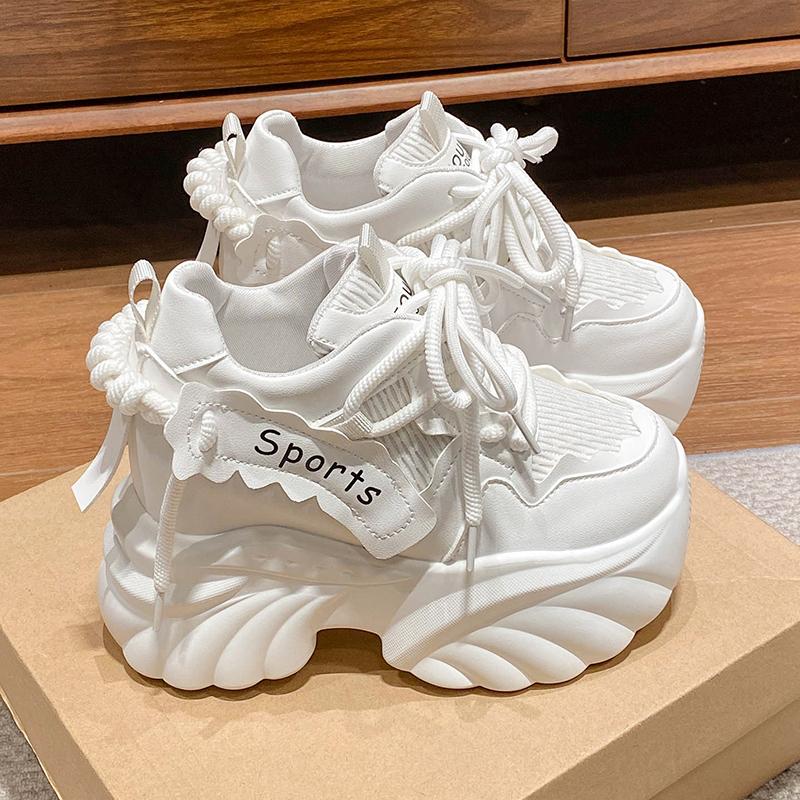 Women Mesh Chunky Sneakers Autumn High Platform Shoes 10CM High Heels Wedges Casual Shoes Woman Breathable Sports Dad Sneakers