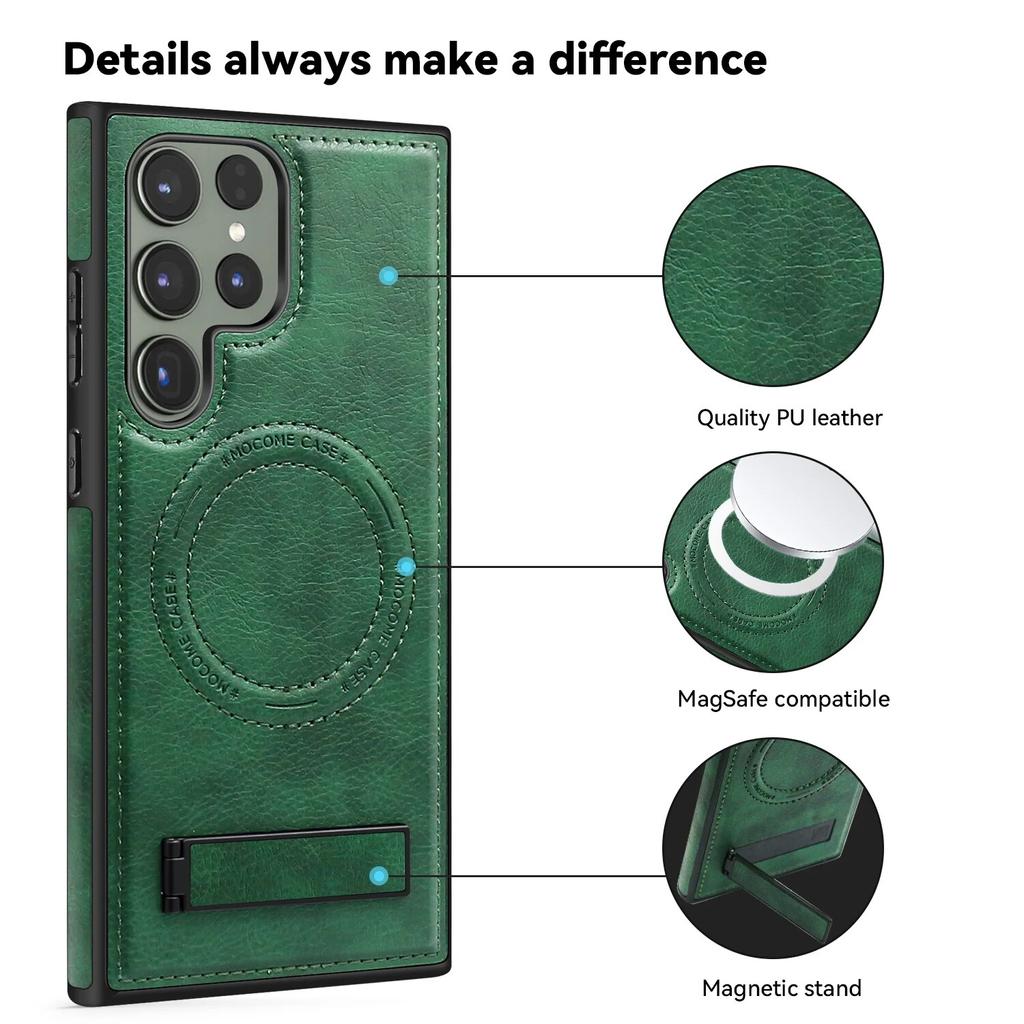 For Samsung Galaxy S24 Ultra S23 S22 Ultra Plus Leather Stand Magnetic Wireless Charging Phone Case Fall Prevention Phone Covers