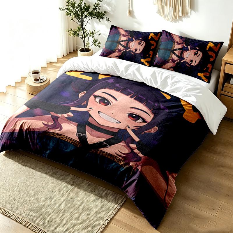Kpop demon hunters 3pc Duvet Cover Set Simple Modern Bedding Set Wrinkle Resistant Soft Fabric All Season Use a perfect gift
