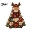 Indoor Holiday Window Ornament Quilted Christmas Tree Wooden Table Sign, 2D Flat Fabric Patchwork Pattern Desktop Vintage Plaid Decor Ornament, Rustic