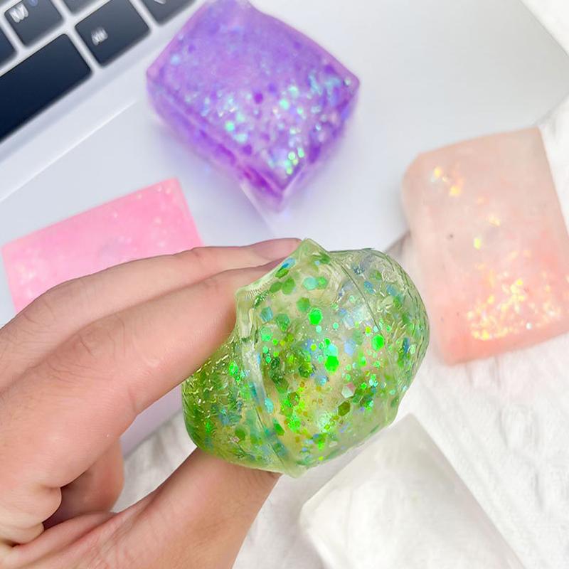 Maltose Simulated Tofu Small Ice Cubes Anti Stress Slow Rebound Polar Light Colorful Squeeze TPR Block Decompression Toy
