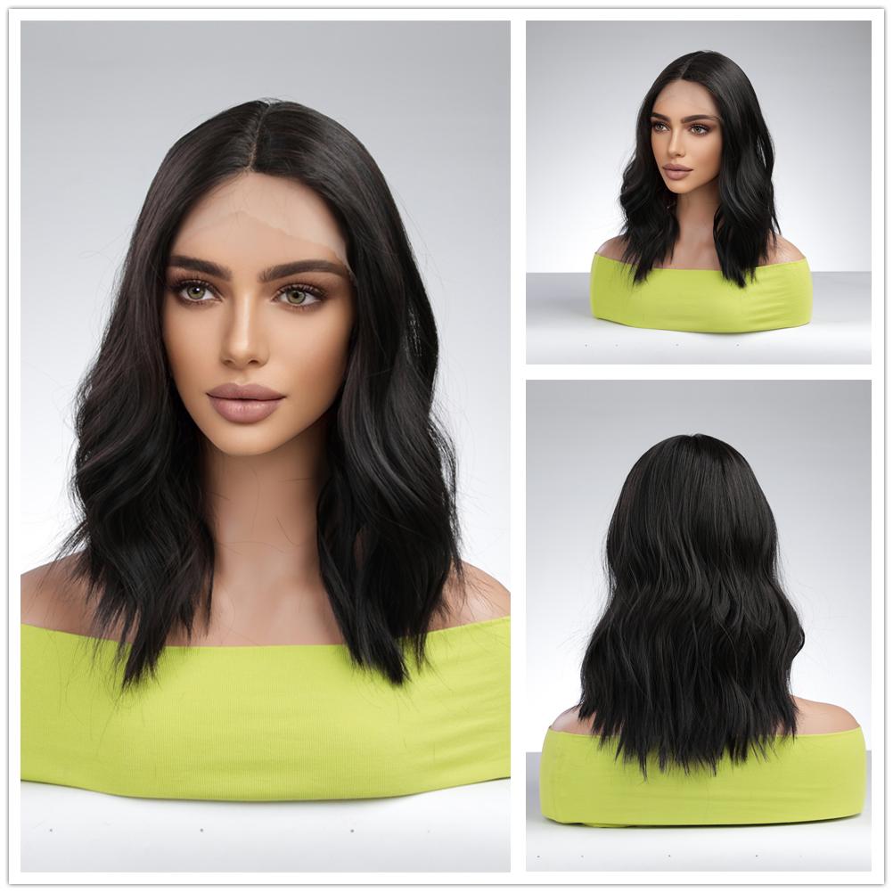 Блондинка, синтетический парик с кружевной передней частью, средней длины, омбре, от блондинки до платины для женщин, повседневные вечерние парики для косплея, термостойкие волокна волос