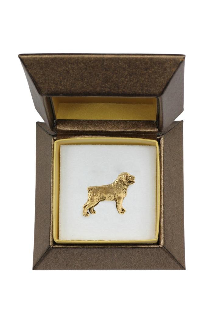 Rottweiler, Rott, Rottie - Dog brooch in decorative box, elegant gold-plated pin, Art-Dog brand jacket pin