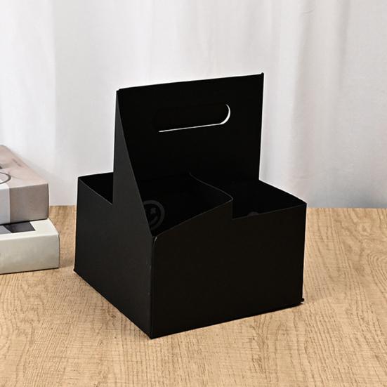 10 шт. одноразовых контейнеров для напитков на вынос, держатель для 2 или 4 стаканов из картона с ручкой, контейнер для горячих или холодных напитков для доставки еды на вынос