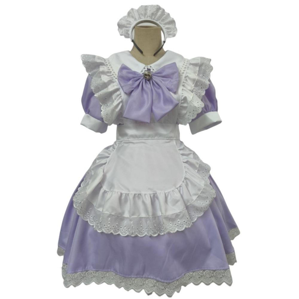 Women Sweet Vintage Lolita Maid Uniform Ruffled Servant Full Dress Comfort Outfit For Stage Performance Party Halloween Cosplay