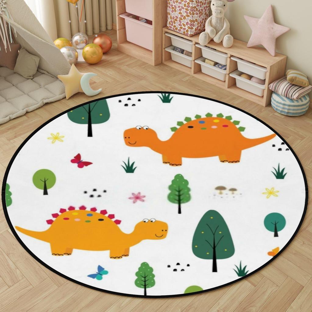 Мультяшный ковер круглый с динозавром, милый ковер-круг с динозавром для гостиной, игровой комнаты, офиса, декора прачечной, противоскользящий, комфортный, игровой коврик для йоги