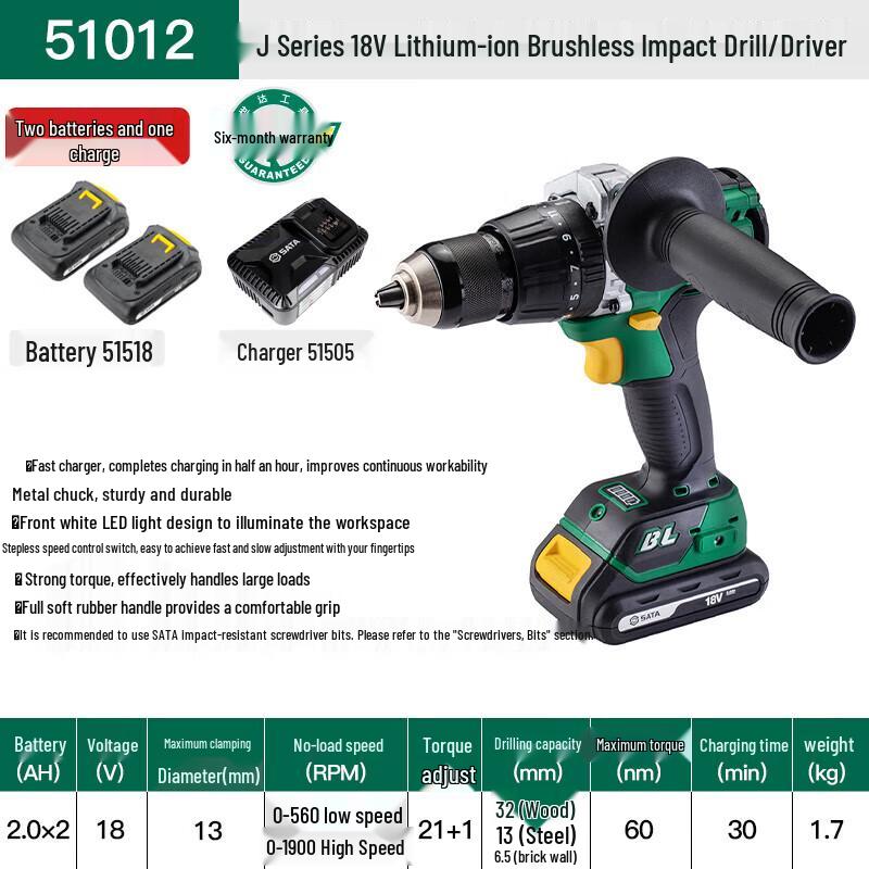 SATA 12V & 18V Cordless Lithium-Ion Drill and Driver Kits CN plug (adapter included)