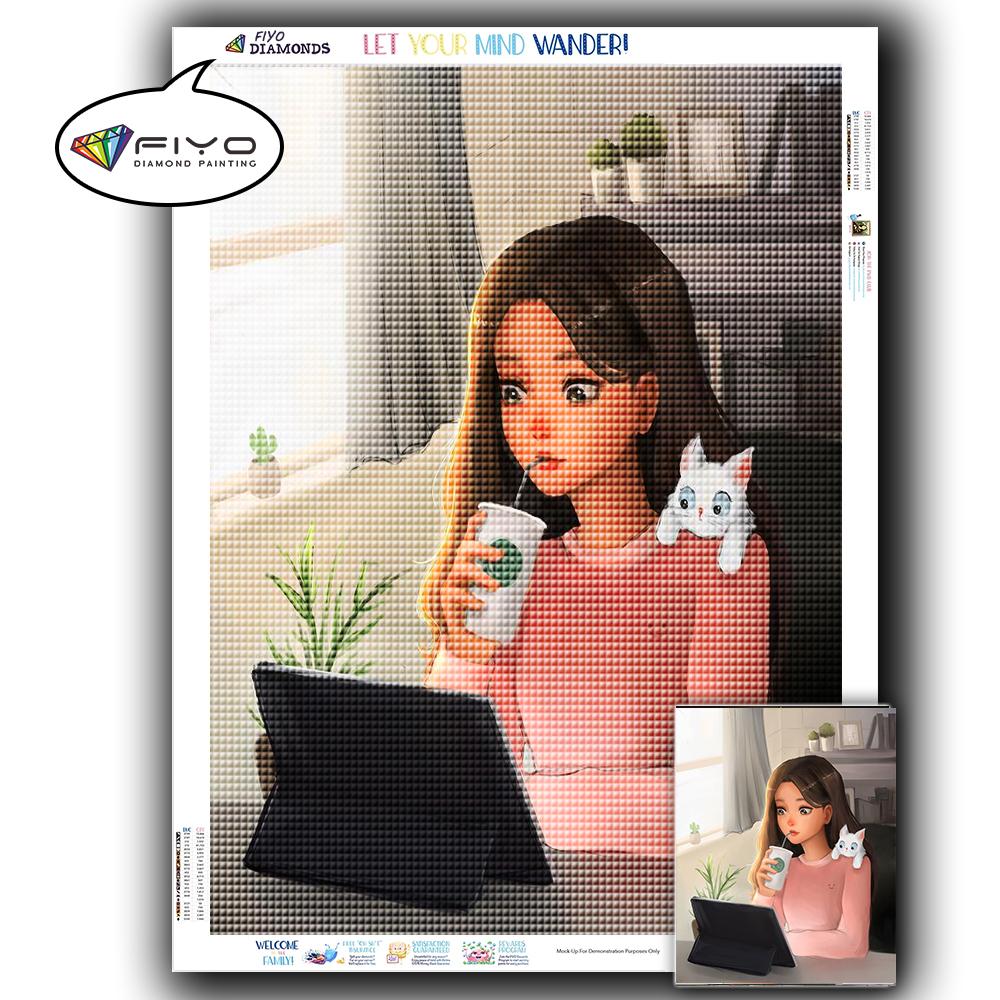 Diamond Painting Full Drill Square Anime Girl Diamond Embroidery Cross Stitch Portrait Mosaic Kitchen Needlework Home Decor