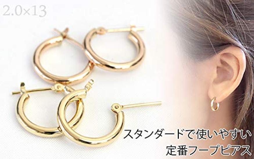 K18 Hoop Earrings X 13mm Gold Earrings Hoop Earrings K18 Pink Gold [Jewelry Excelente] 2.0mm