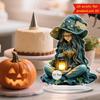 Halloween Heating Pumpkin House And  Witch 2D Flat Acrylic Holiday Desktop Decoration